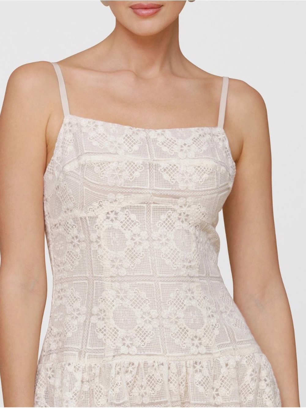Avec Les Filles Cream Lace Maxi Dress with Spaghetti Straps - Picture 6 of 6